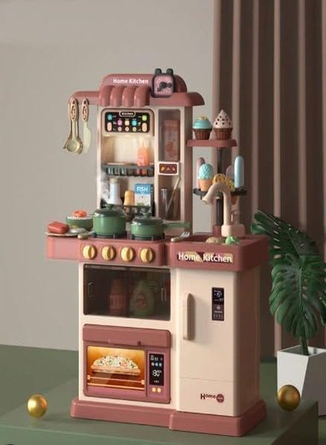 CIRBOX 38 Pcs Big Pretend Play Kitchen Set for Kids with Real Steam, Lights & Sounds | Sink, Water Flow, Utensils & Cooking Accessories | Color May Vary - Image 4